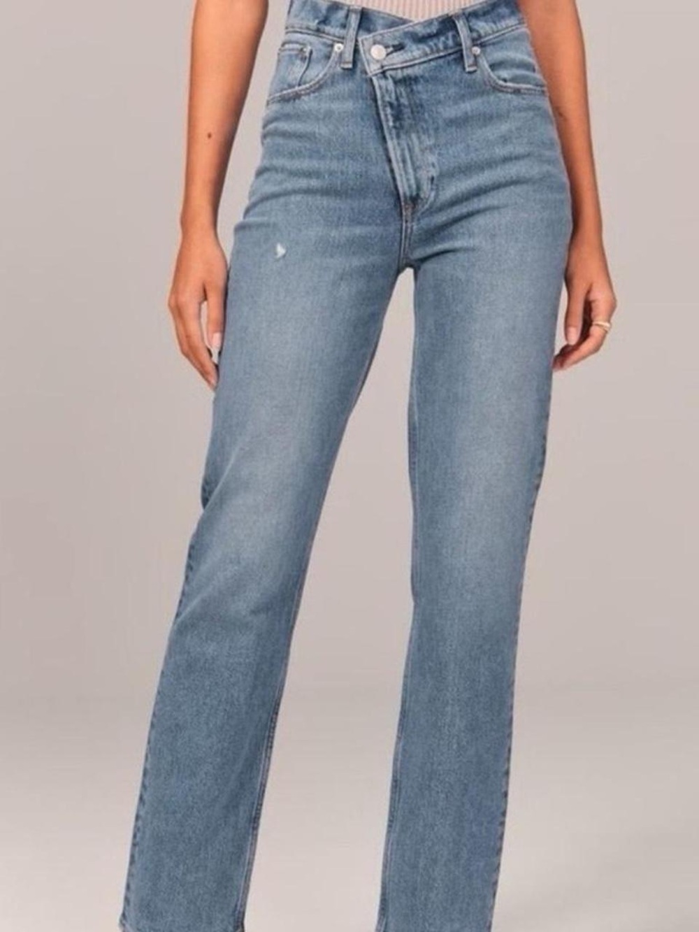 Abercrombie & Fitch Women's Straight Leg Jeans in Light Blue